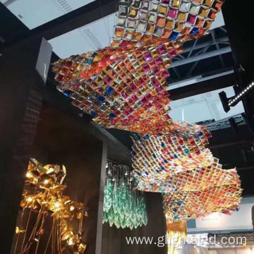 Interior decoration lamps lanterns custom color transparent glass fashion art chandelier